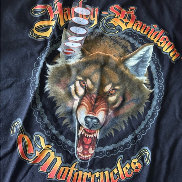 Harley-Davidson Black Short Sleeve Tee with Wolf Design - Picture 2 of 4